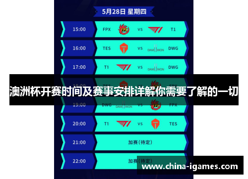 澳洲杯开赛时间及赛事安排详解你需要了解的一切